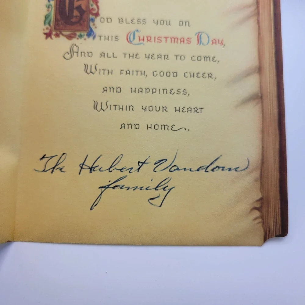 Vintage Religious‎ Christmas Card Jesus God Bless You Book Shaped